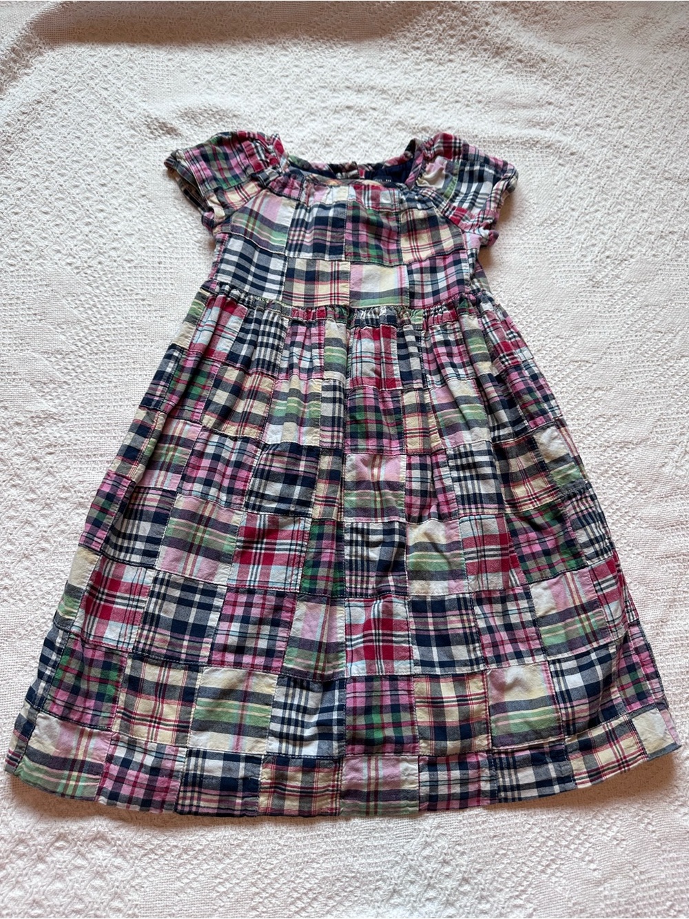 GAP Girls Plaid Patchwork Short-Sleeve Dress